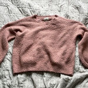 Hippie Rose pink sweater with puff sleeves. Super soft, fits size M-L.